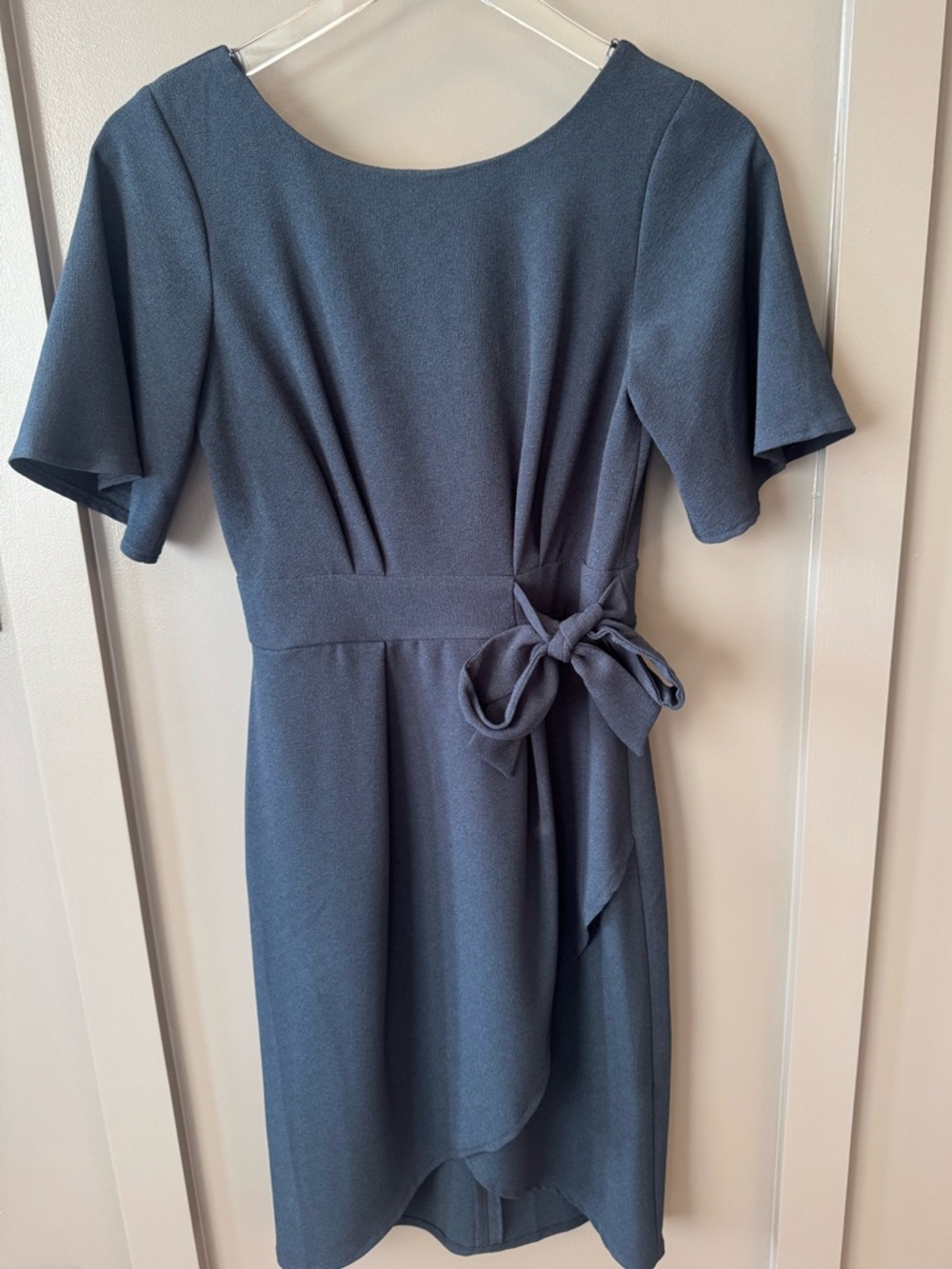 Closet London | Shift Pencil Elegant Slate Blue Tie-Waist Women's Dress NWT